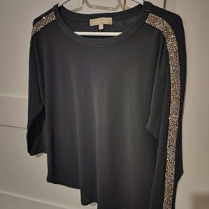 Black top with sparkly arm stripe